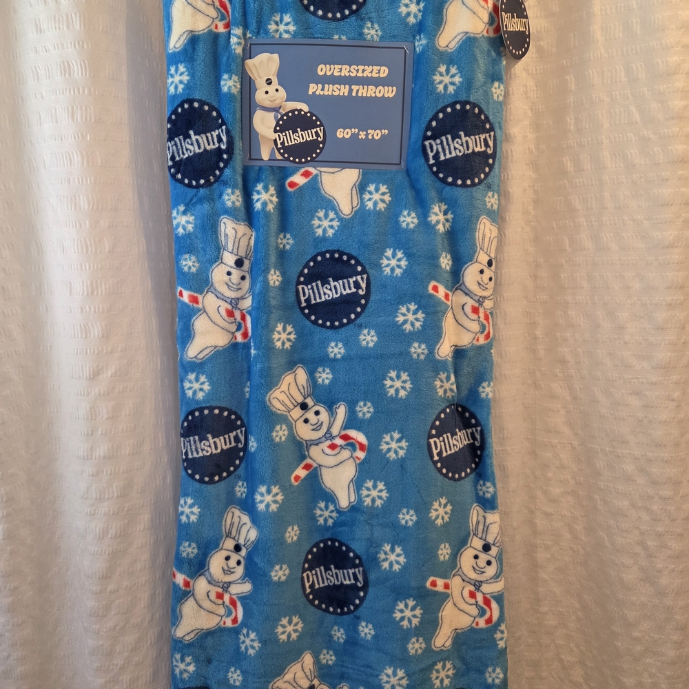 Pillsbury Oversized Blue Plush Throw Blanket